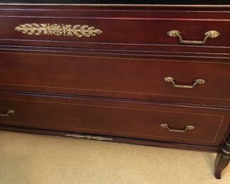 Art Deco 3 Drawer Dresser w/ Glass Protector