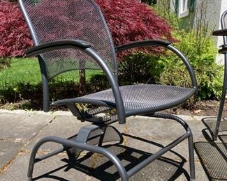 Patio furniture set - table: 28"x 57.5"x 35.5" / chairs: 35.5"x 24"x 19"
