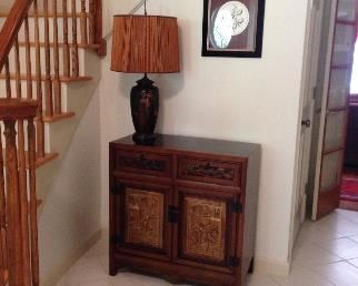 Antique Oriental Cabinet with matching Lamp and picture $800 or best offer