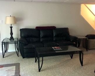 Leather Sofa two chairs and end tables 250 for set