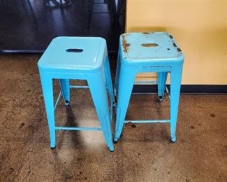 (2) Metal Blue Stools