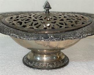 Victorian Era Derby Repousse Oval Covered Bowl    