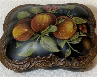 Beautifully Painted Large Ceramic Trinket Box      