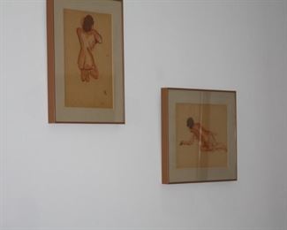 Pair of nude paintings - unsigned - $250