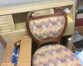 Occasional chair, twin headboard and rails