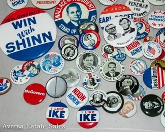 POLITICAL Pinbacks - Some vintage - Some Repro