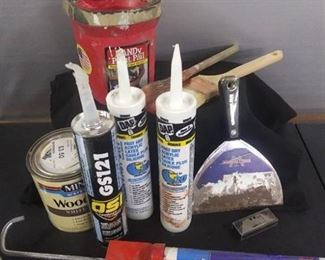 Paint Tray And 2 Paint Brushes ,Caulking, Caulk Gun Other Misc. Items