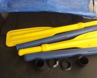 Yellow And Blue Plastic Child Boat Paddles