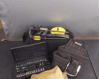 Socket set , Tool Hip Bag , Leather Work Gloves Other Misc. Items