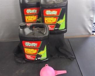 Used Mixed Antifreeze And Coolant And Pink Funnel