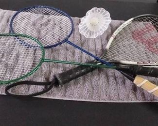 Wilson Racket Ball Racket and 2 East Point Badminton Rackets