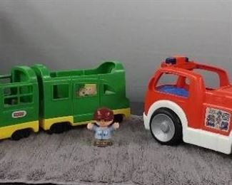 Fisher Price Little People Train & Fire Truck