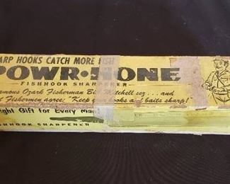 Vintage Powr-Hone Fishhook Sharpener with Original Instructions and Warranty Paperwork