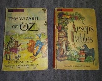 2 From The Companion Library (Copywrite 1944) The Wizard of Oz by L. Frank Baum & Aesop's Fables and Not Colored in 1980 The Wizard of Oz Giant Coloring Book with Bag