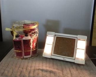 Light-up Make-up Mirror, Vouge Make-up Book & New Vanilla Lace Bath Gift Set