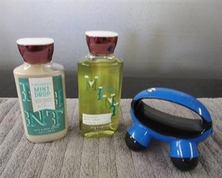 Homedics Massager & New Bath & Body Works Coconut Mint Drop Sower Gel & Body Lotion