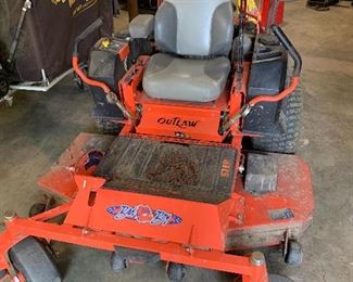 This Outlaw riding mower will be for sale this weekend; however, the client has requested to maintain ownership until the estate farm has sold. 