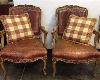 Antique leather Chairs from France