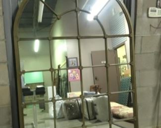 6’ tall arched gold mirror