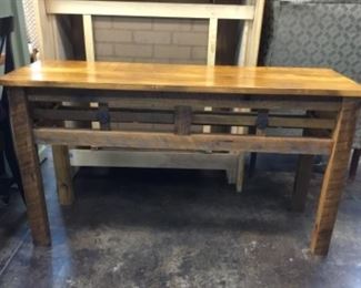 Custom sofa table - hand crafted reclaimed oak