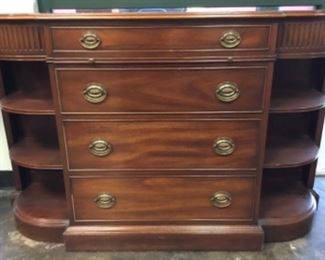 Rare Kittinger Company Mahogany Credenza, pull out leather tray, brass drawer pulls and solid oak drawer interiors.