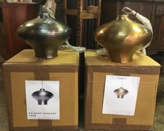 Brand New large pendant lighting in gold or distressed nickel.  These are fabulous !!