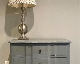 Item 4:  Two Drawer Painted Chest - 32"l x 15.75"w x 31.5"h:  SOLD                                                                                               
Item 5:  Brushed Chrome Lamp -30": $38  