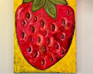 Item 1:  Whimsical "Strawberry" Oil on Canvas by Dina Gardner - 36" x 48":  $475