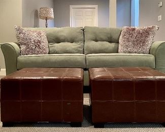 Item 6:  (2) Leather Ottomans - 21"l x 25"w x 15"h: $225 for pair