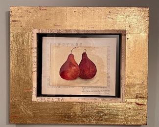 Item 24:  Signed Acrylic Mixed Media Pear - 16" x 13.75": $125
