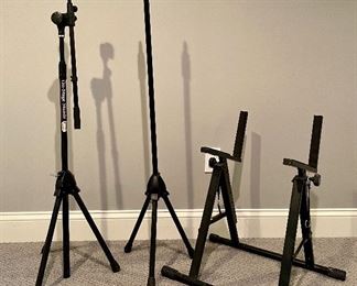 Item 43:  (2) Microphone Stands (left):   SOLD                                                                  Item 44:  Amp Stand (right): $24