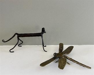 Item 50:  Metal Dog and Dragonfly - 3":  $16