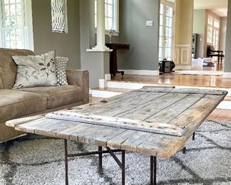 Item 59:  Artisan Made Reclaimed Wood Coffee Table - 73.5"l x 33.5"w x 18"h: $395