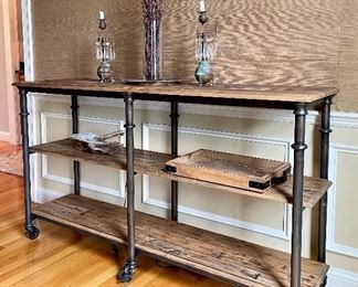 Item 72:  Industrial Console Table with Wheels - 63"l x 17.5"w x 36"h:  $575