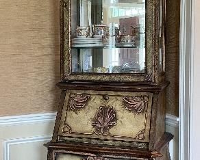 Item 75:  Painted Desk with Display Cabinet - 23.5"l x 18"w x 79.5"h: $345