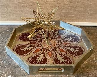 Item 86:  Painted Serving Tray & Star Decor:   $28                                                                                Tray - 17.25"l x 17.25"w x 2"h