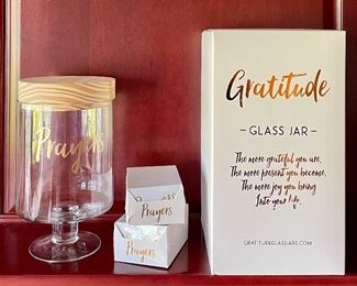 Item 109:  Prayers Jar (left): $SOLD                                                                                                  Item 110:  Gratitude Jar (right): $32