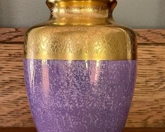 Item 115:  Small Purple Vase with Gold Rim - 4":  $12