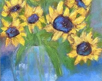 Item 154:  Pastel by Dina Gardner "Sunflowers" - 9.5" x 12.5":  $225