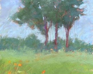 Item 158:  Pastel by Dina Gardner - "Orange Poppies" - 9" x 12":  $225