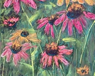 Item 162:  Pastel by Dina Gardner - "Coneflowers" - 8" x 10":  $225