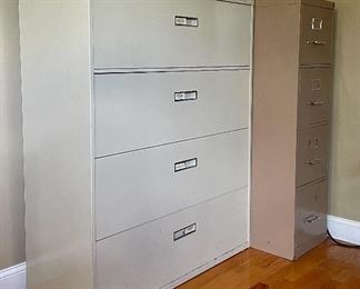 Item 204:  Large Lateral File, 4-drawers - 62"l x 18.25"w x 52.25"h:  $165                                                                                       Item 205:  4-drawer File: $65