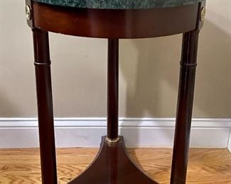 Item 201:  Small side table, green marble top - 18.25" x 25": $58