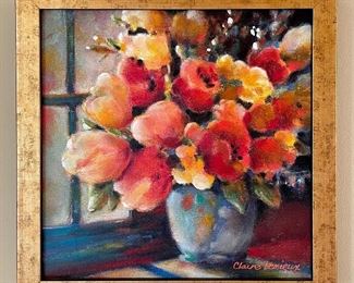 Item 169:  "Tulips" Oil on Canvas by Clair Lemieux - 13.5" x 13.5": $275