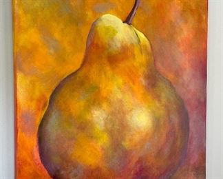 Item 170:  Luminous "Pear" Oil on Canvas Signed Susan Sabin - 30" x 30":  $325