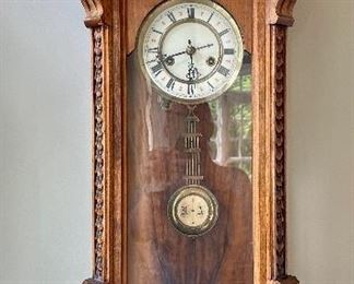 Item 152:  Vienna R.A. Regulator Clock with Porcelain Dial- 14.75" x 36": $245