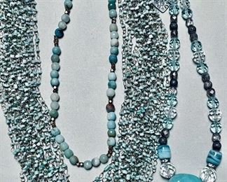 Item 224:  Lot of blue - 3 necklaces: $28