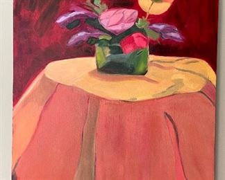 Item 174:  Oil on Canvas "Flowers" - 24" x 30": $95
