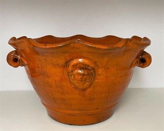 Item 234:  Brilliant Orange Heavy Pottery Bowl - 10" x 7.5": $38