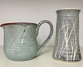 Item 235:  Pair of Art Pottery, signed "Dana": $38                  Tallest - 7"